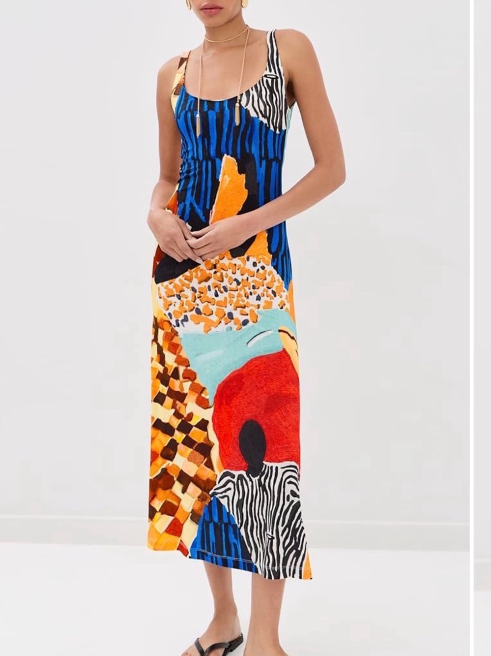 Stella Jean NWT Abstract Collage Print Midi Dress 8